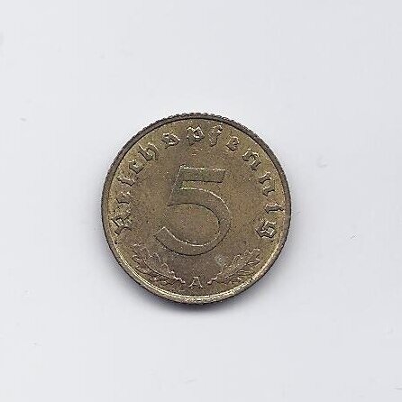 GERMANY 5 REICHSPFENNIG 1938 A KM # 91 VF
