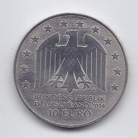 GERMANY 10 EURO 2014 KM # 329 AU Johann Gottfried Schadow 1