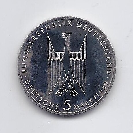 GERMANY 5 MARK 1980 KM # 153 PROOF Cologne 1