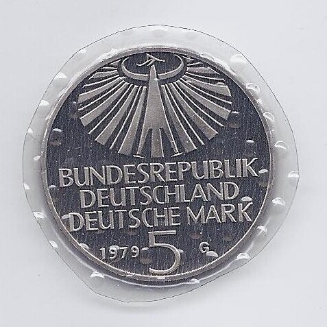 GERMANY 5 MARK 1979 KM # 151 PROOF Otto Hahn 1