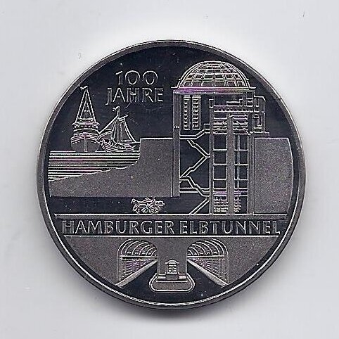 GERMANY 10 EURO 2011 KM # 302 UNC Hamburg Elbtunnel