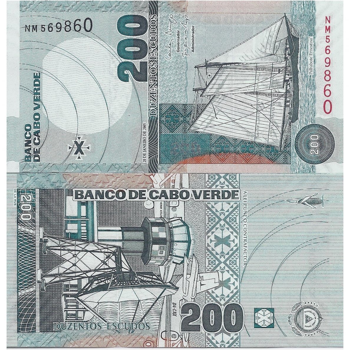 CAPE VERDE 200 ESCUDOS 2005 P # 68 UNC