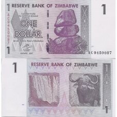 ZIMBABVĖ 1 DOLLAR 2007 P # 65 AU
