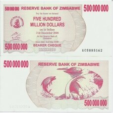 ZIMBABVĖ 500 000 000 DOLLARS 2008 P # 60 AU